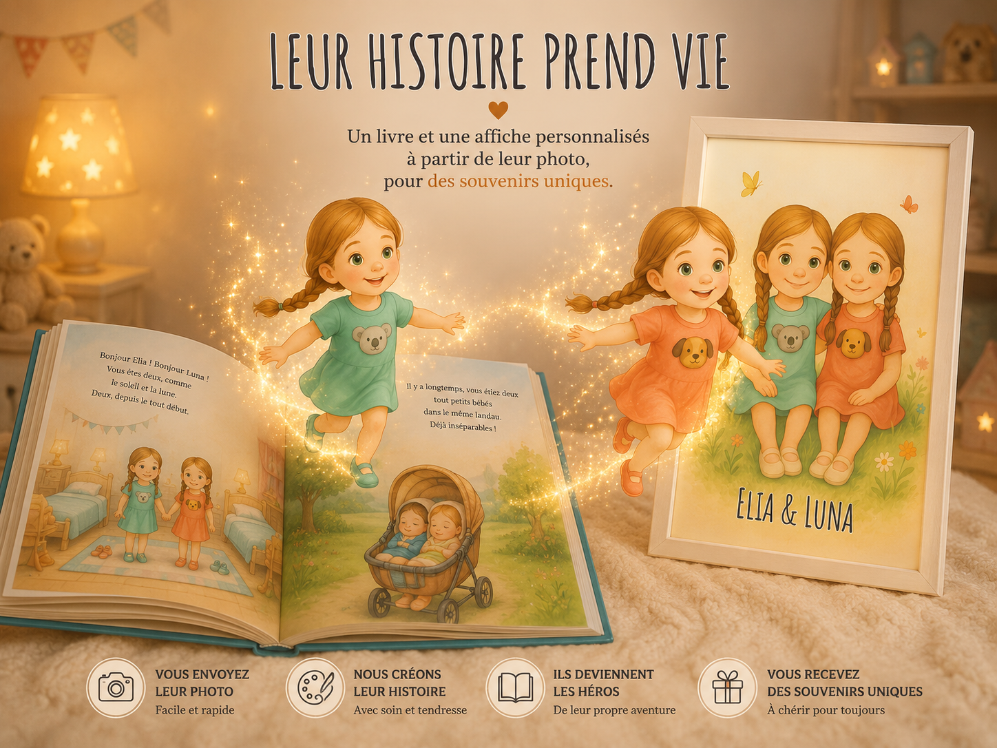 Le livre « Deux comme nous » et son affiche assortie, prêts à offrir